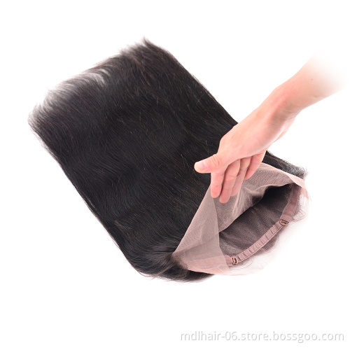 360 Lace Frontal Closure Straight Human Hair, Brazilian Virgin Human Hair Extensions Cuticle Aligned Lace Frontal 360
